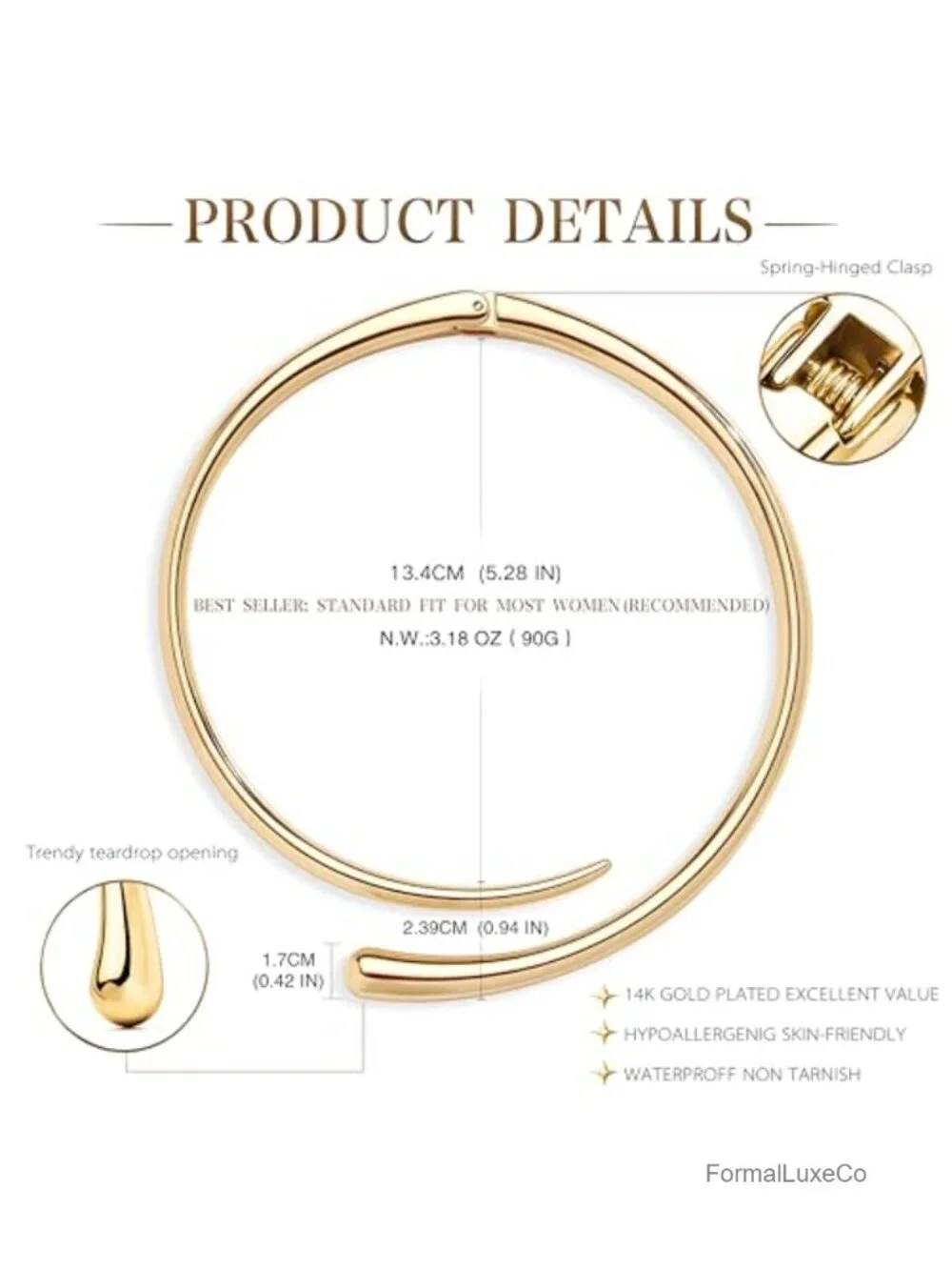 Chunky Gold Plated Brass Statement Open Cuff Choker Necklace